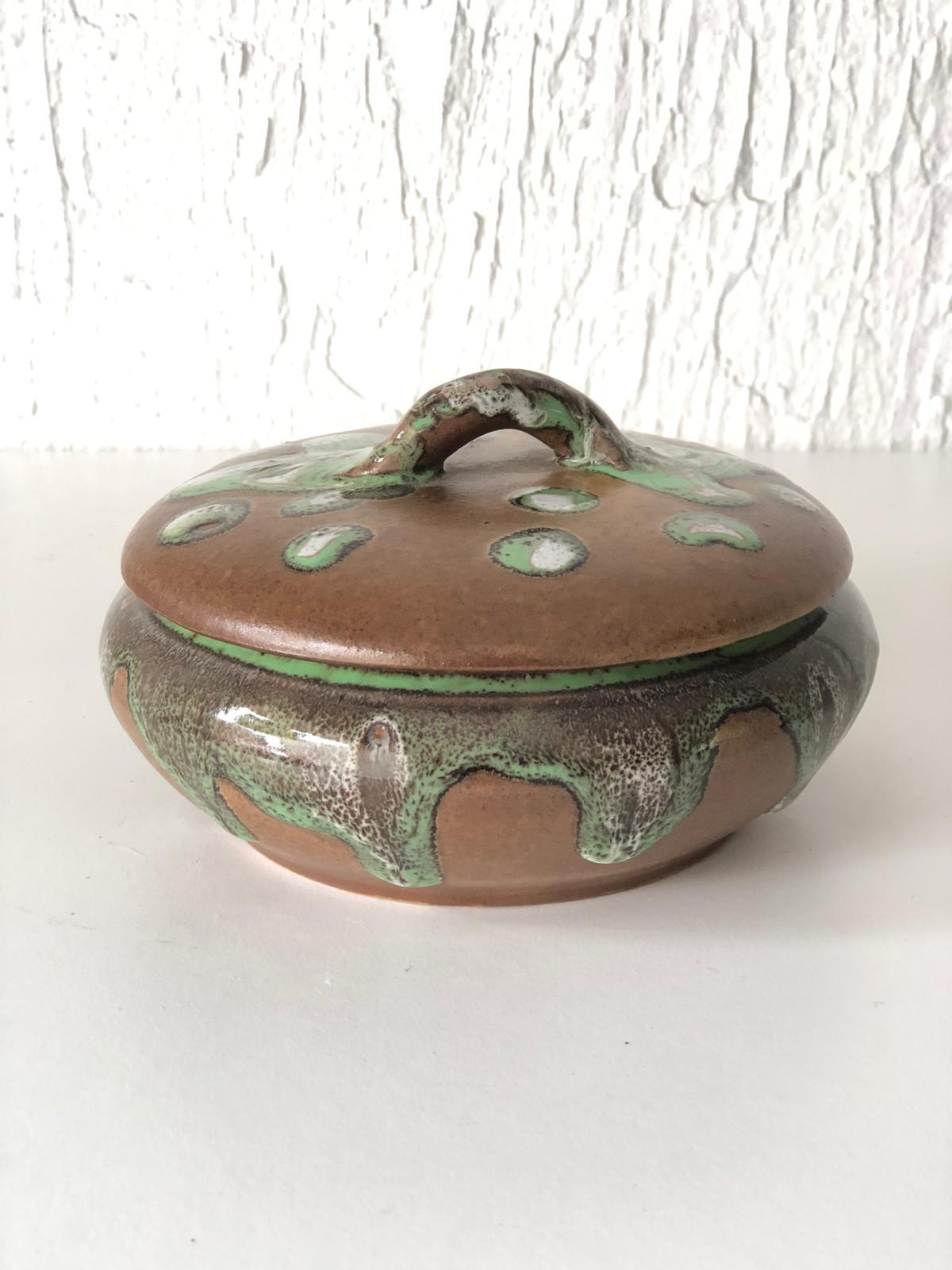 BONBONNIERE Grès de Puisaye  Signé ALFRED LEBRET.