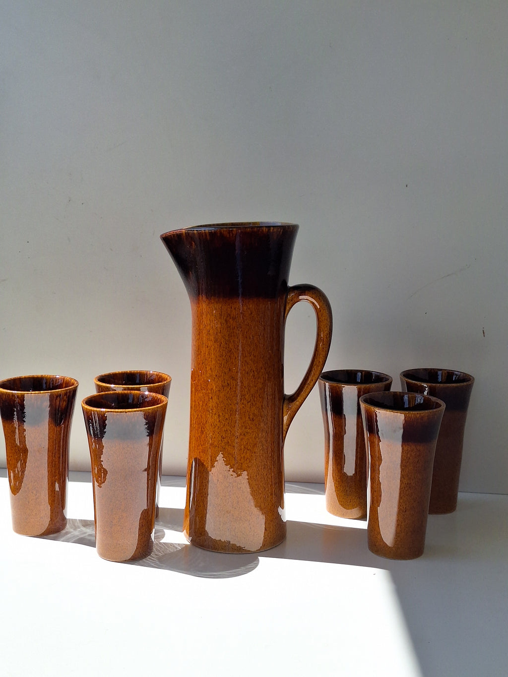 SERVICE ICED TEA  7 Pieces GLADYS  Signé Claude PACI Atelier de VALLAURIS 1970