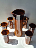 SERVICE ICED TEA  7 Pieces GLADYS  Signé Claude PACI Atelier de VALLAURIS 1970