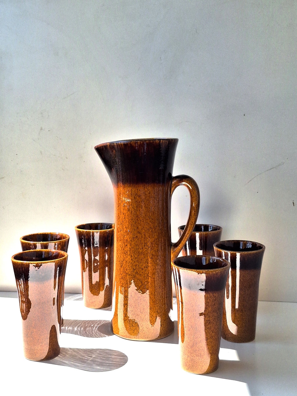 SERVICE ICED TEA  7 Pieces GLADYS  Signé Claude PACI Atelier de VALLAURIS 1970