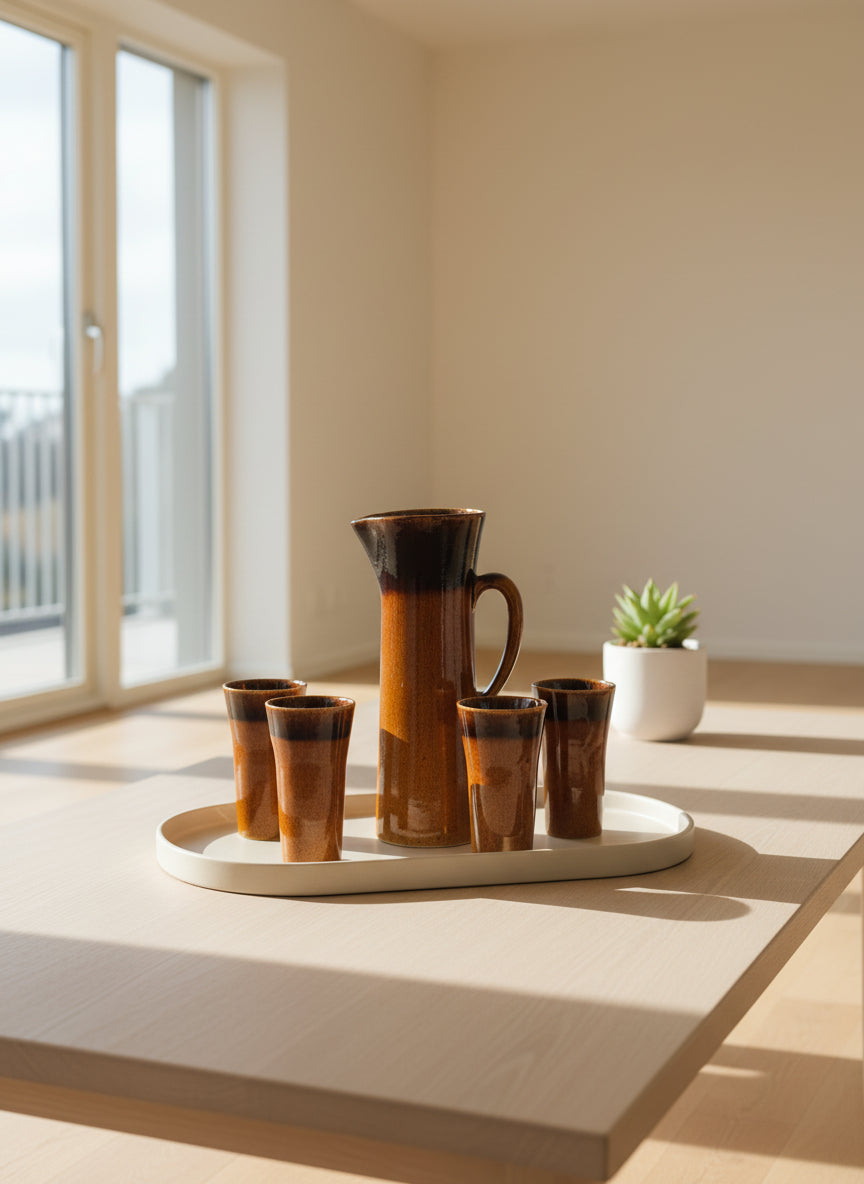 SERVICE ICED TEA GLADYS  Signé Claude PACI Atelier de VALLAURIS 1970