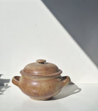 SOUPIERE GRES EMAILLEE BEIGE  ESTAMPILLÉE