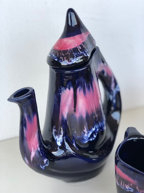 VALLAURIS Service à café CERAMIQUE 9 pièces  Signé