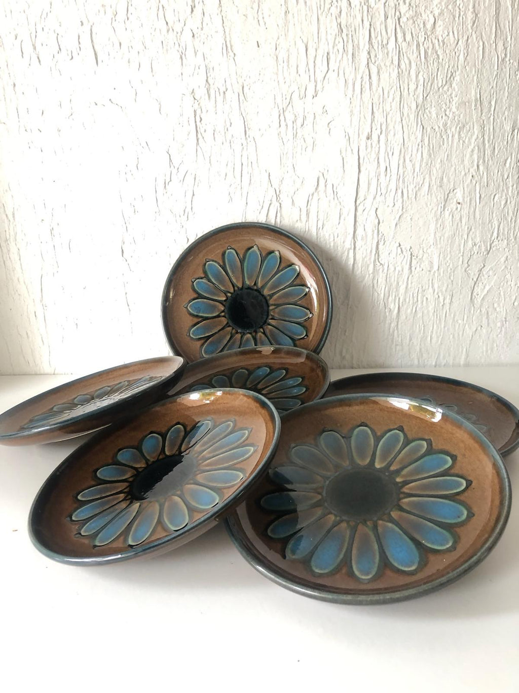 ASSIETTES Motif  FLEUR  VINTAGE Grès Céramique  6 Pièces