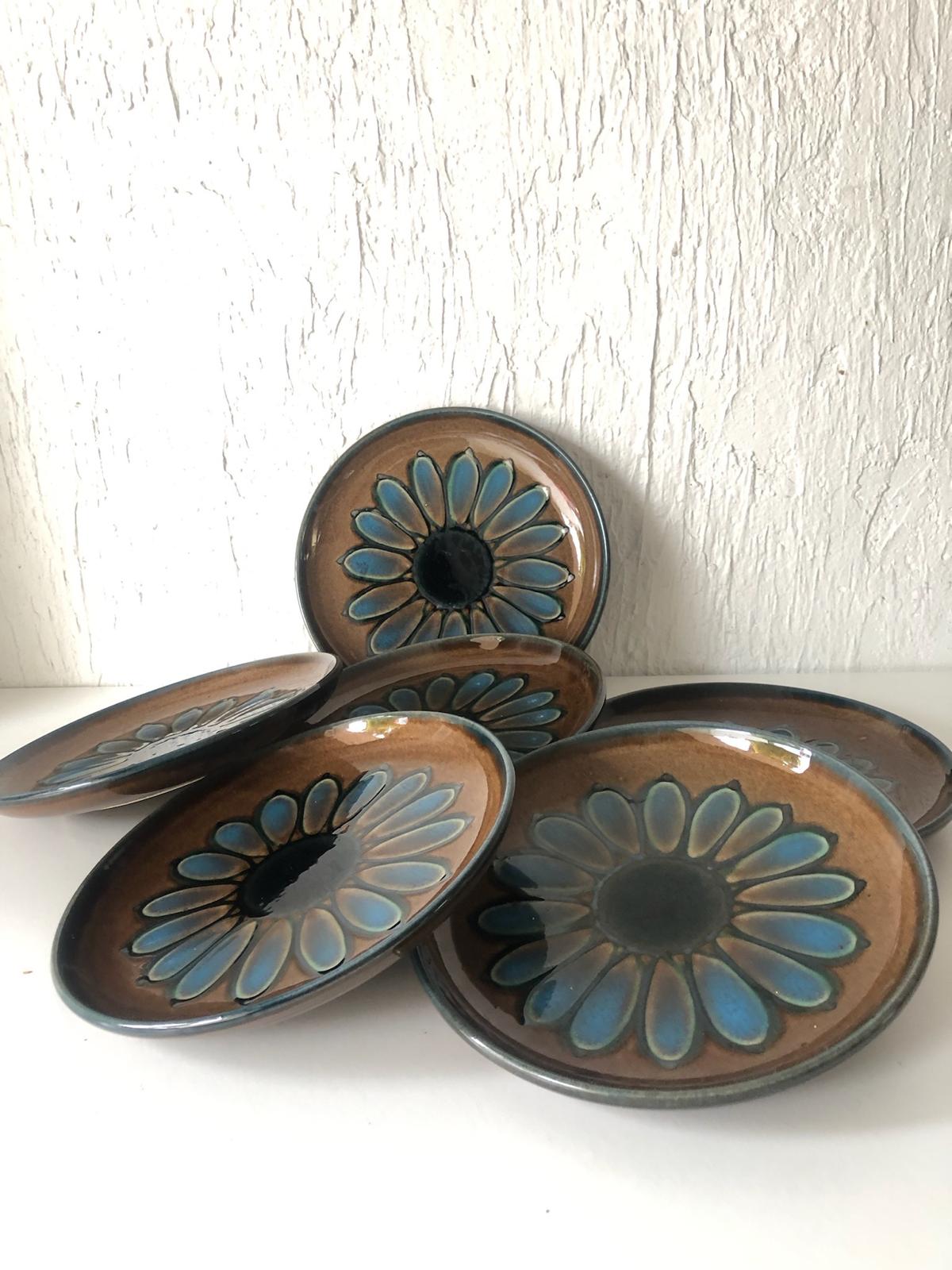 ASSIETTES Motif  FLEUR  VINTAGE Grès Céramique  6 Pièces