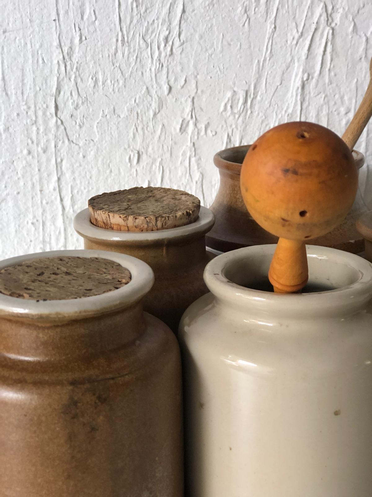 POT MOUTARDE Grès Strié