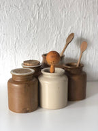 POT MOUTARDE Vintage Grès Brun sans couvercle