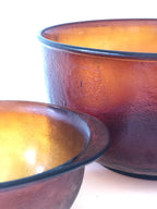 SALADIER et ses BOLS verre ambrés 70's