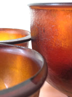 SALADIER et ses BOLS verre ambrés 70's