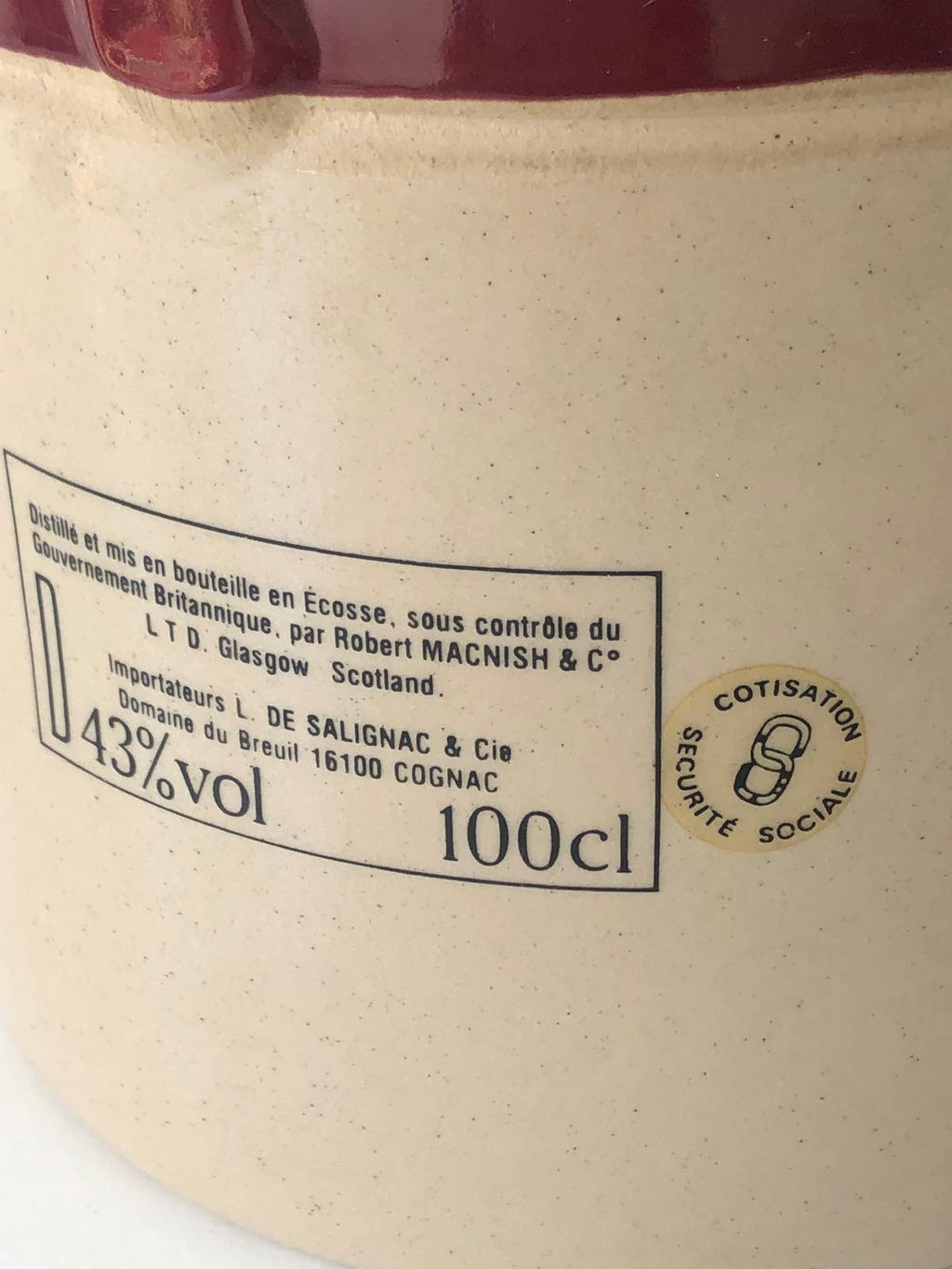 BOUTEILLE SCOTCH WISKY Gde - Céramique 🖋 Grand Macnish.