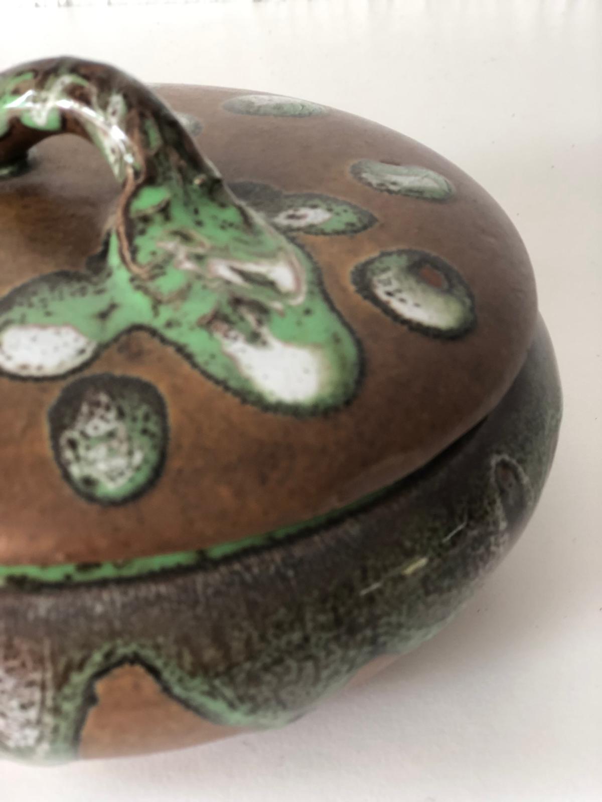 BONBONNIERE Grès de Puisaye  Signé ALFRED LEBRET.