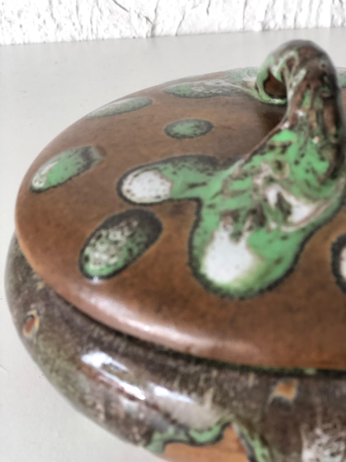 BONBONNIERE Grès de Puisaye  Signé ALFRED LEBRET.