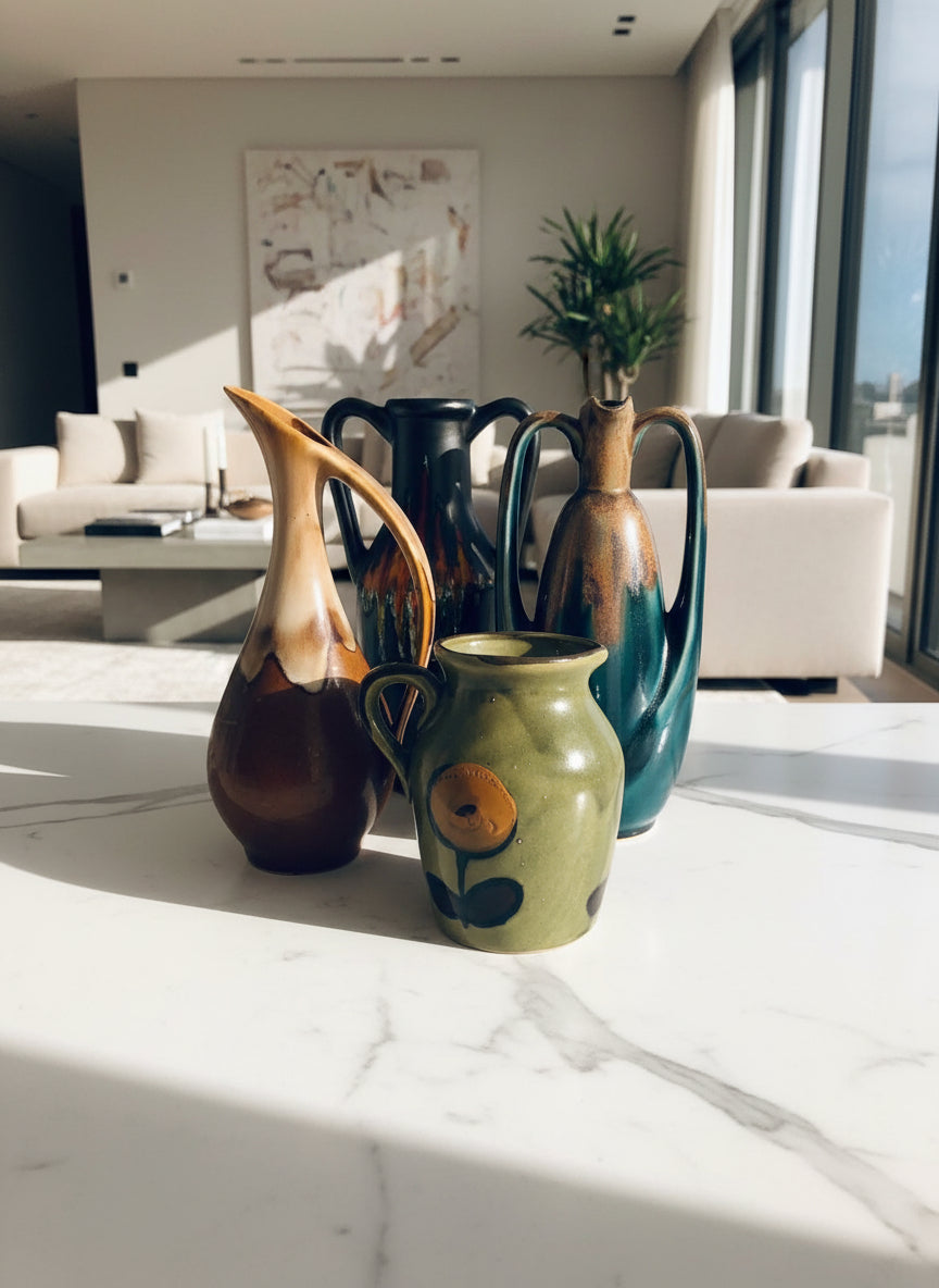 VASE PICHET CERAMIQUE TURQUOISE BRUN
