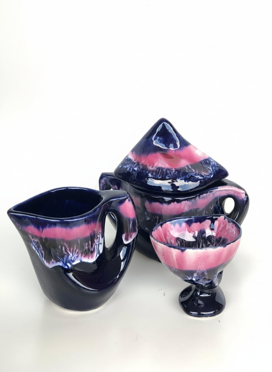 SERVICE A CAFE CERAMIQUE  Signé VALLAURIS