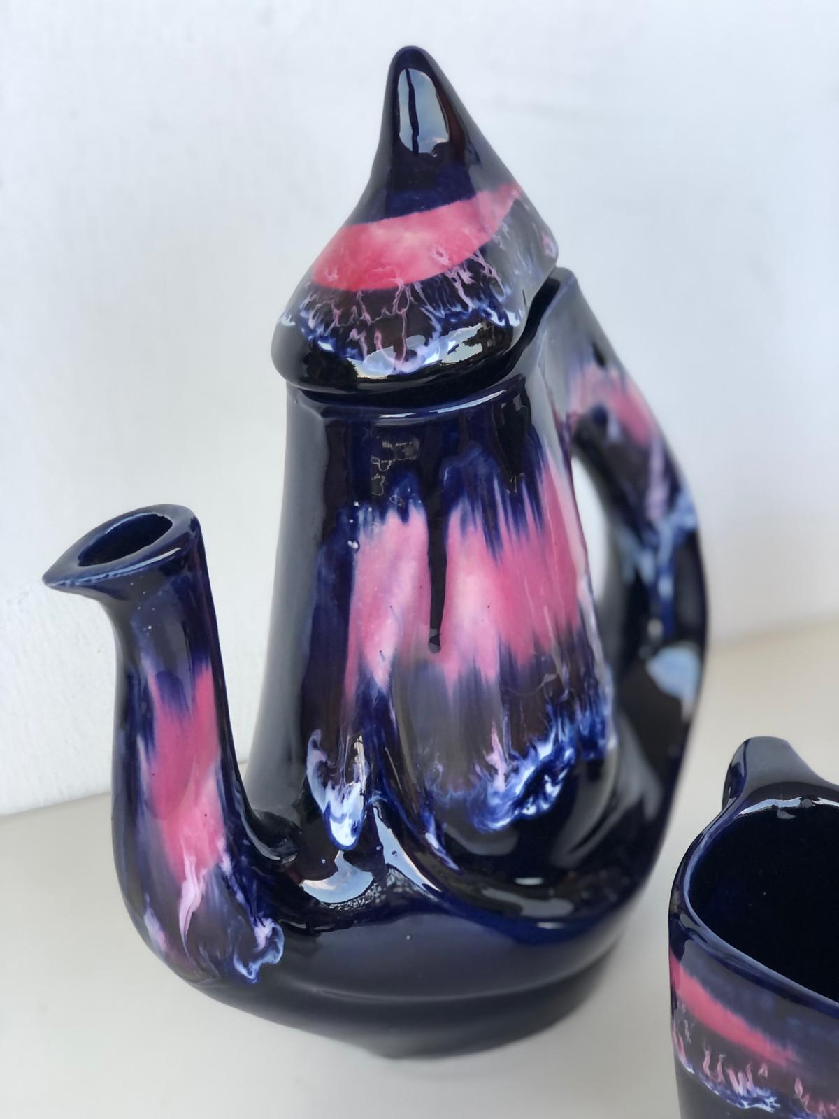 SERVICE A CAFE CERAMIQUE  Signé VALLAURIS