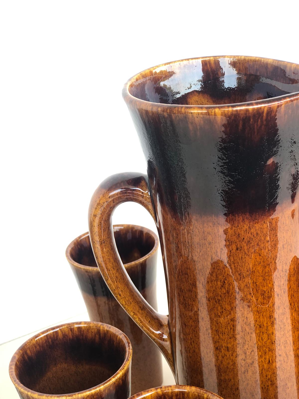 SERVICE ICED TEA GLADYS  Signé Claude PACI Atelier de VALLAURIS 1970