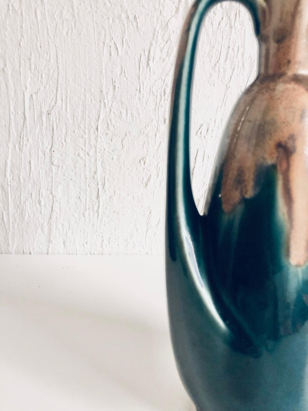 VASE PICHET CERAMIQUE TURQUOISE BRUN