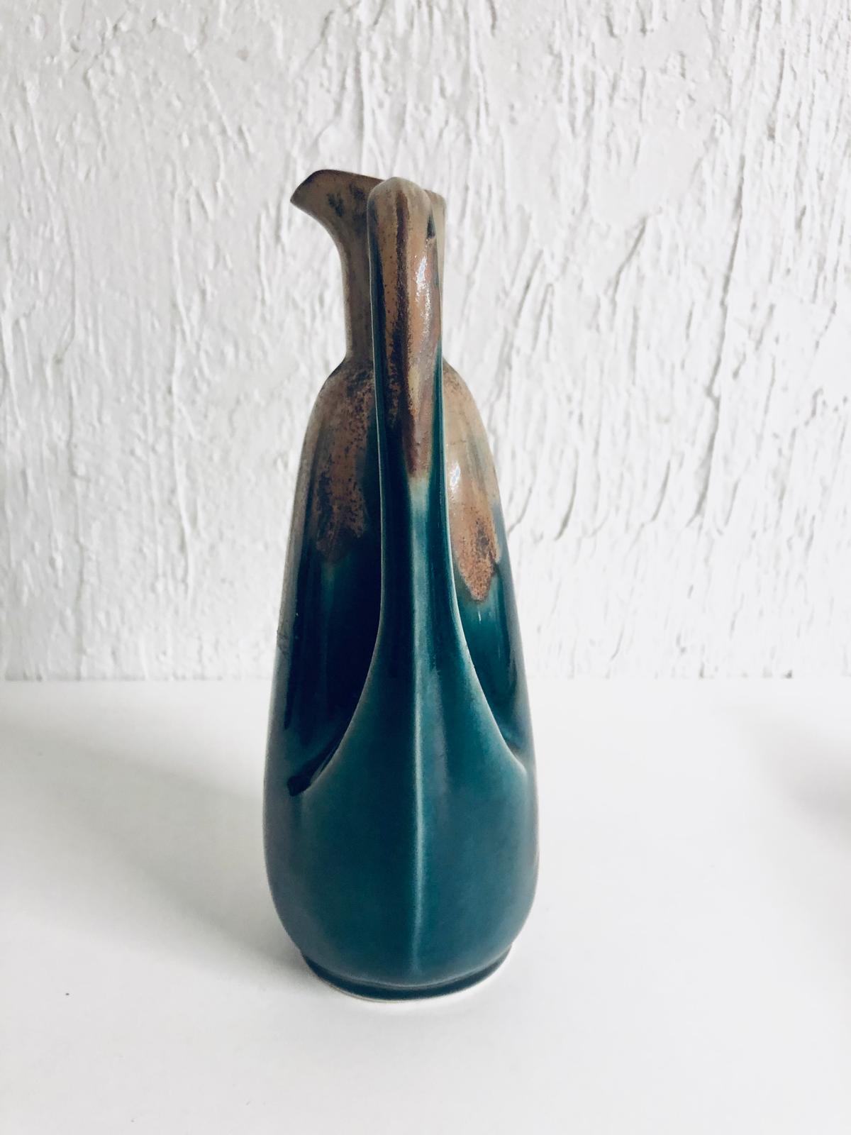 VASE PICHET CERAMIQUE TURQUOISE BRUN